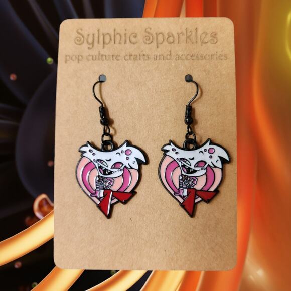 Hazbin Hotel Angeldust Enamel Charm Earrings - Picture 1 of 2